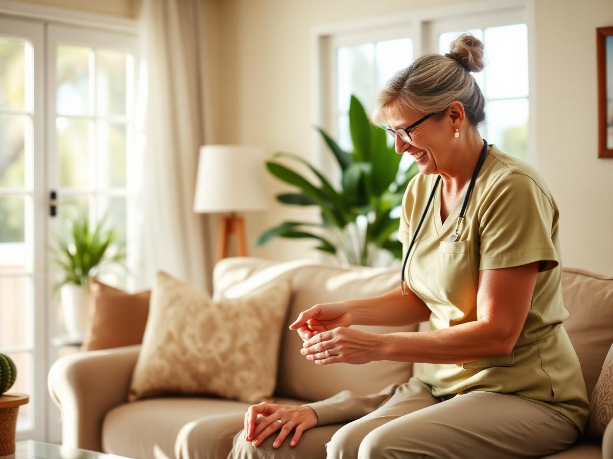 Caregiver supporting a senior at home